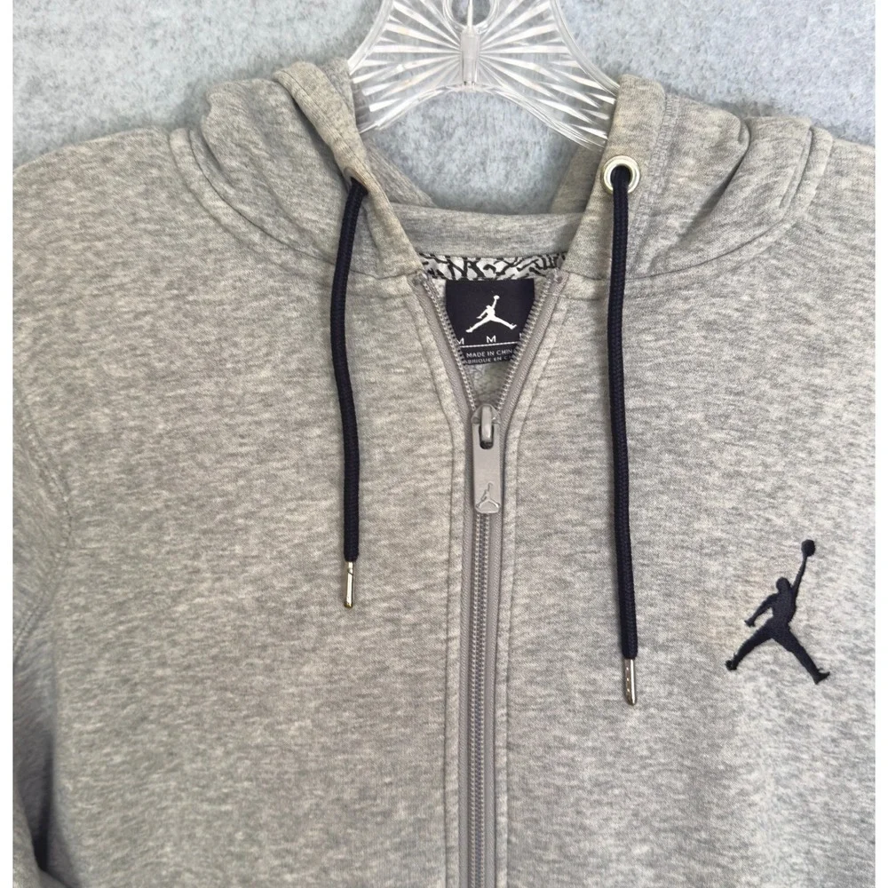 Nike Jordan Full Zip Jumpman Hoodie Mens Medium Gray Embroidered Logo Print